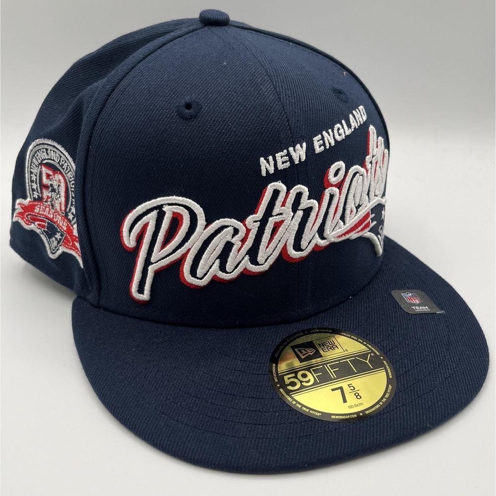 New England Patriots New Era Hat Cap Fitted 7 5/8 59FIFTY Patch NFL Football NEW